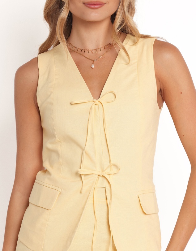 Petal & Pup - Meara Tie Front Vest Top - Butter Yellow