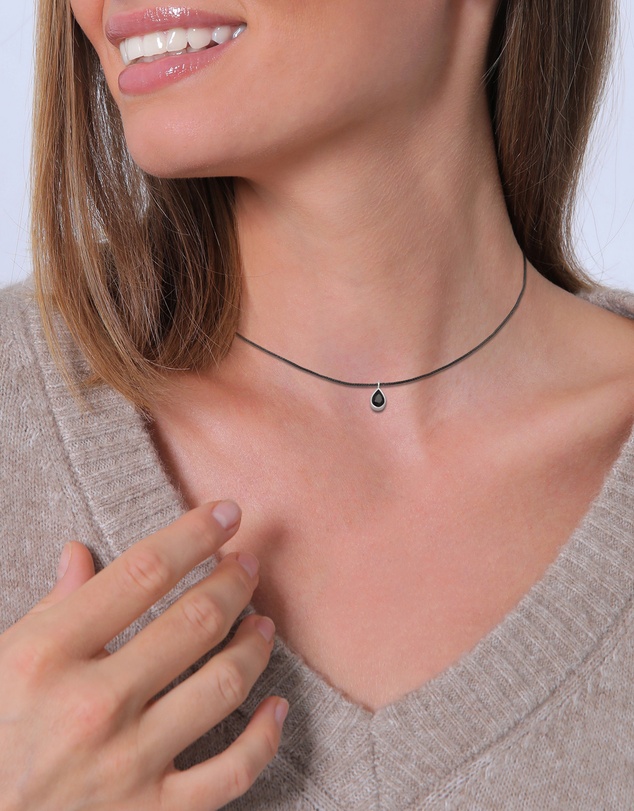 Elli Jewelry - Black Zirconia Drop Choker Necklace