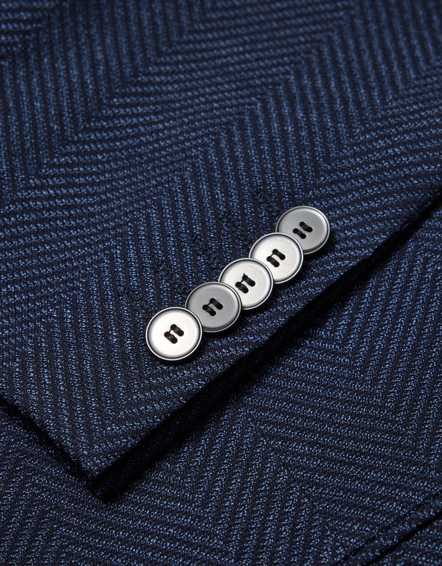 Calibre - Tailored Wool Herringbone Blazer Denim Blue