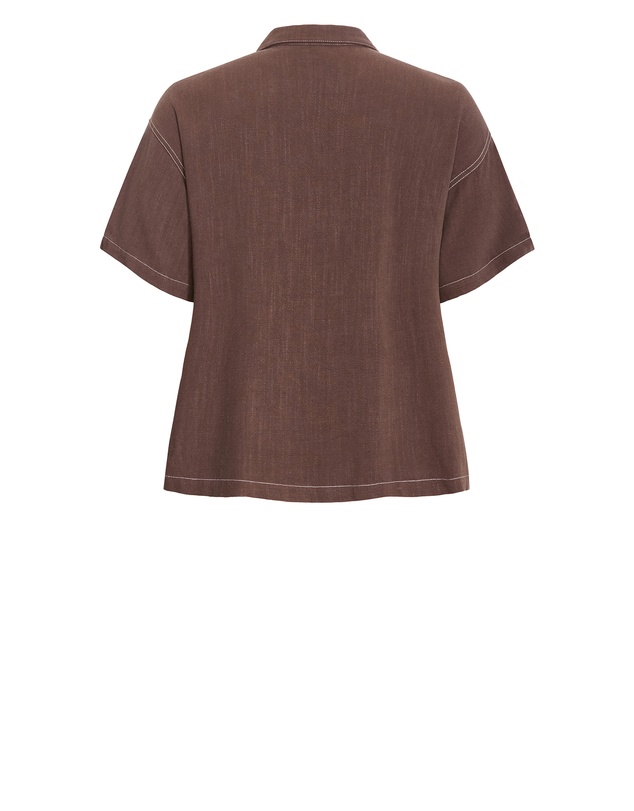 City Chic - Plus size Tia Stitch Detail Shirt - chocolate