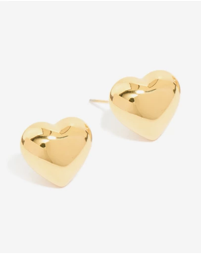 Lovisa - Waterproof Gold Plated Stainless Steel Puffy Heart Stud Earrings