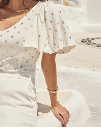 Sosandar - Metallic Fleck Print Top