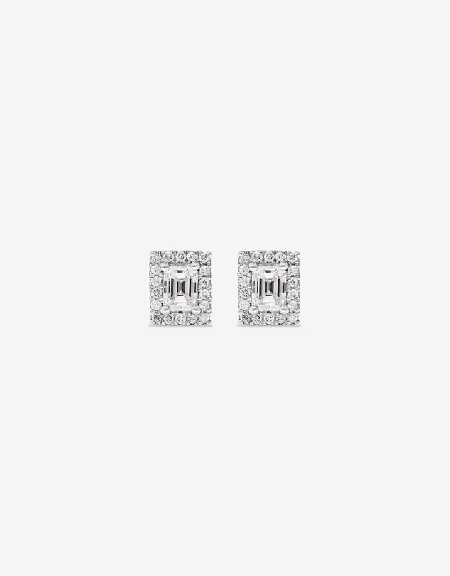 Michael Hill - 0.46 Carat TW Emerald Diamond Halo Stud Earrings in 10kt White Gold