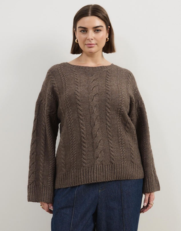 Atmos&Here Curvy - Drew Oversized Textured Cable Knit Jumper