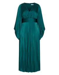 City Chic - Plus size Carmina Pleat Maxi Dress - emerald