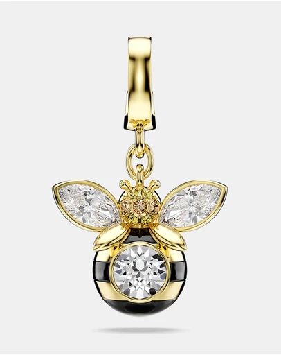 Swarovski - Idyllia charm, Mixed cuts, Bee, Multicoloured, Gold-tone plated