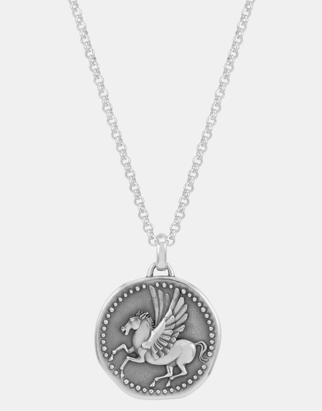 Dower & Hall - Men's 'Overcome and Thrive' Pegasus Talisman Necklace In Sterling Silver