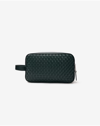 Calibre - Woven Leather Wash Bag Dark Teal