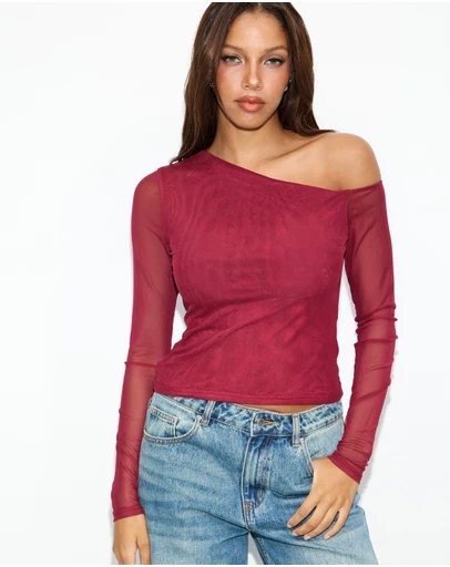 Dazie - Alina Asymmetrical Mesh Top