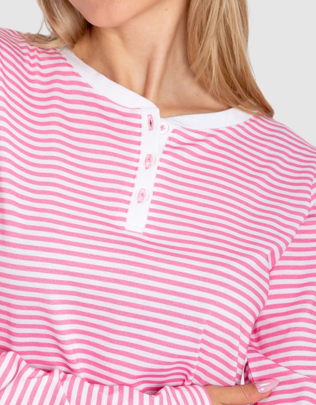 Sant And Abel - Women's Peony Jersey Knit Stripe Long PJ Set