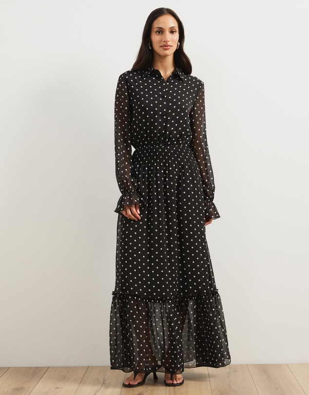 Atmos&Here - Button Through Shirred Waist Maxi Dress