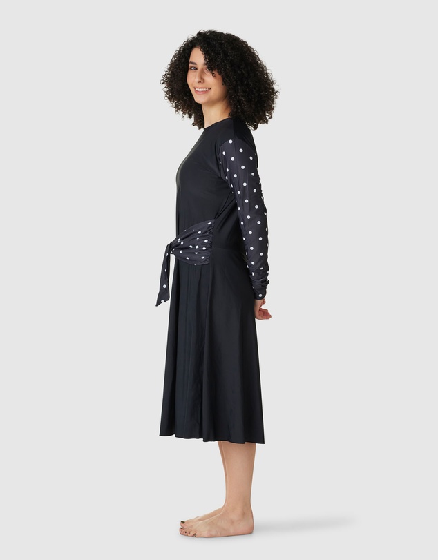 Modest Mermaid - Classic Dot tie front dress SPF50+