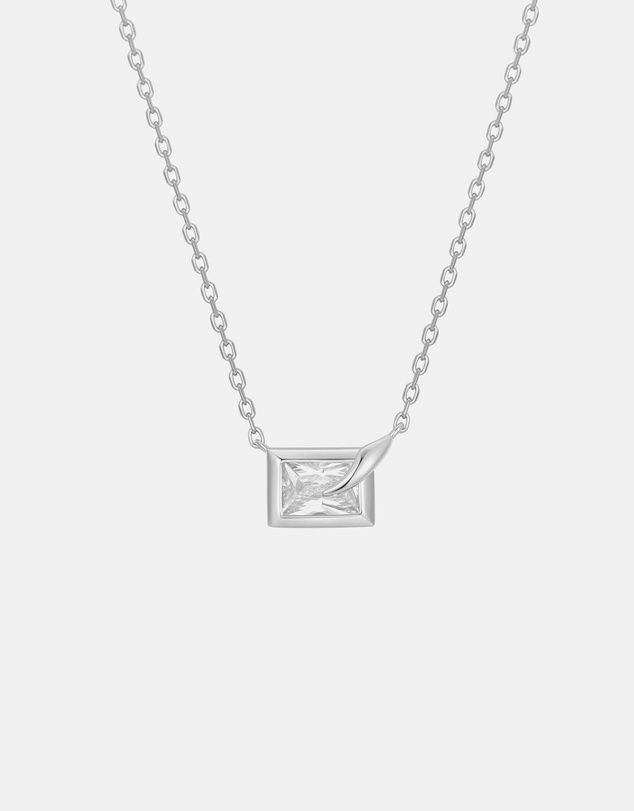 Ania Haie - Silver Sparkling Bezel-Set Cube Necklace
