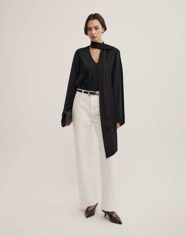 Witchery - Long Sleeve V-neck Scarf Top