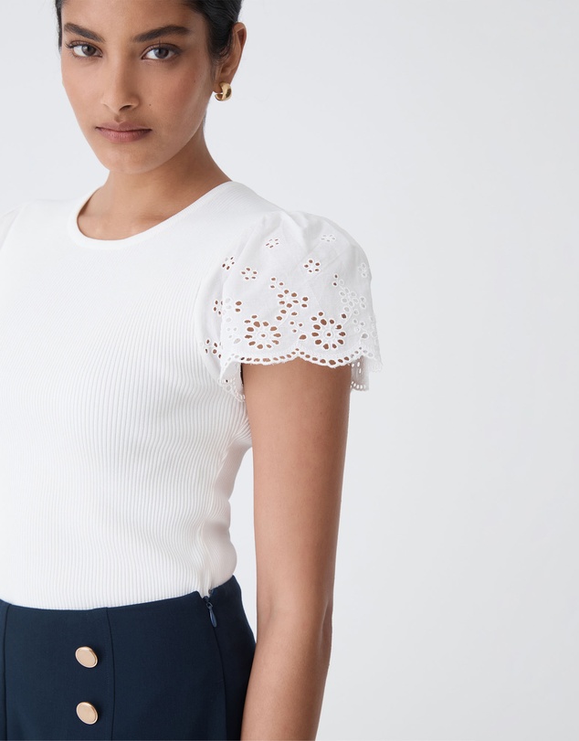 Forcast - Sasha Embroidery Knit Top