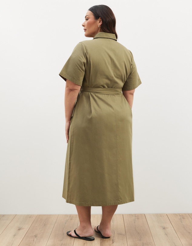 Atmos&Here Curvy - Amy Cotton Drill Midi Shirt Dress