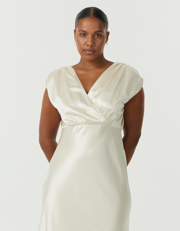 Third Form - Satin Cross Over Gather Dress