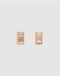 FAIRLEY - White Crystal Baguette Huggies