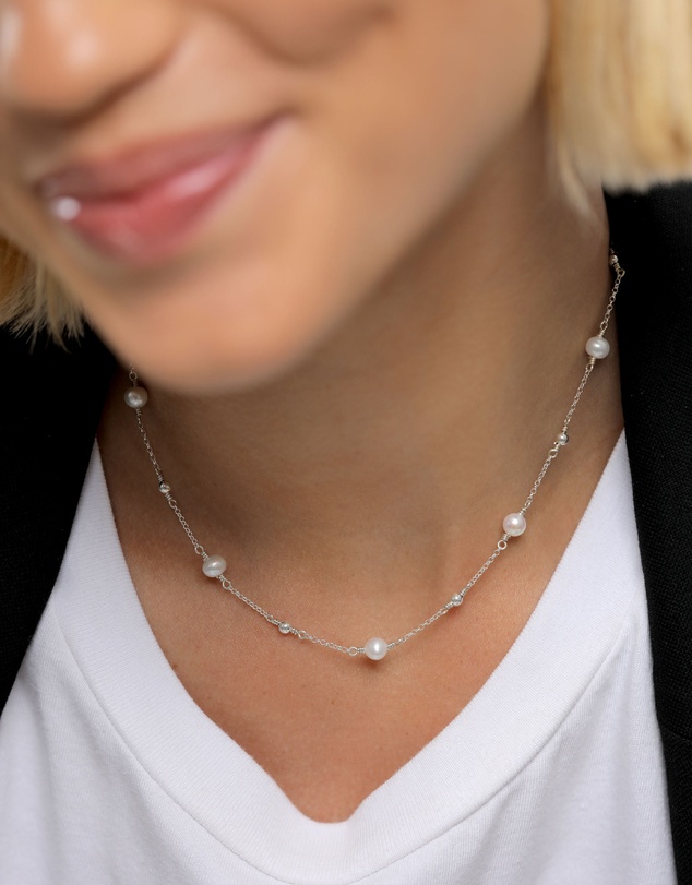 Elli Jewelry - Necklace Spheres Trend Filigree with Freshwater Cultured Pearls in 925 Sterling Silver