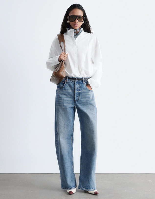 & Other Stories - Long Stand-Collar Cotton Shirt