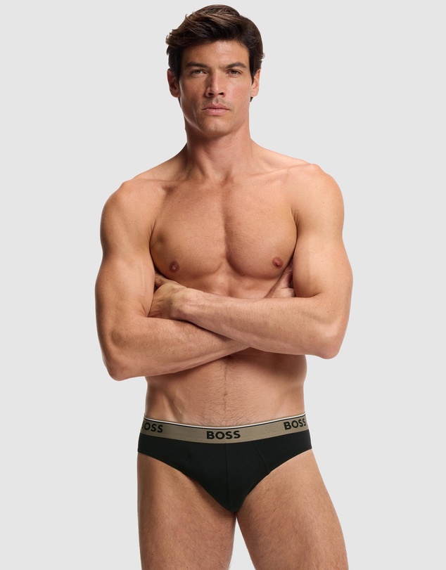 BOSS - 3-Pack Stretch Cotton Logo Wasitband Briefs