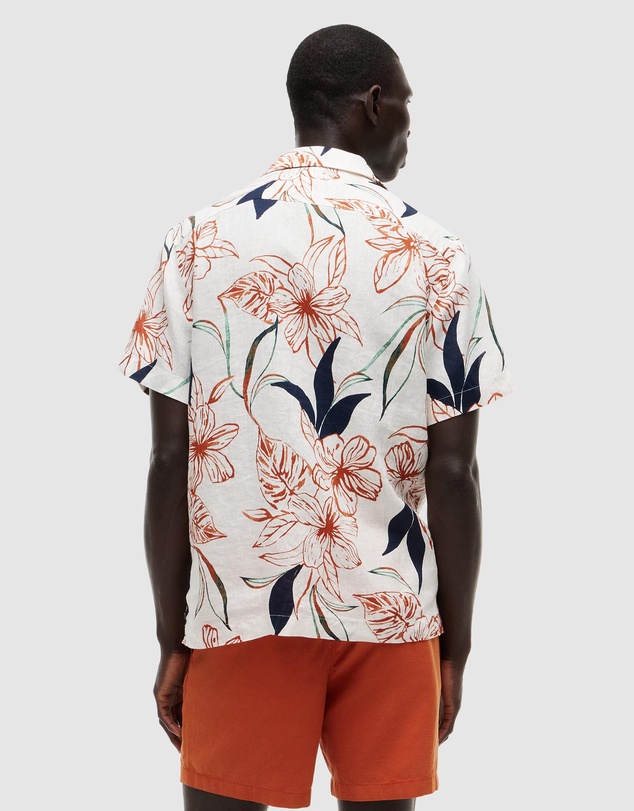 Tommy Hilfiger - Regular Tropical Print Linen Short Sleeve Shirt