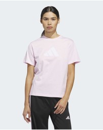 adidas Sportswear - TEXTURED GINGHAM BIG LOGO GRAPHIC T-SHIRT Womens
