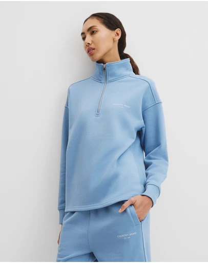 Country Road - Australian Good Earth Cotton Zip Neck Sweat