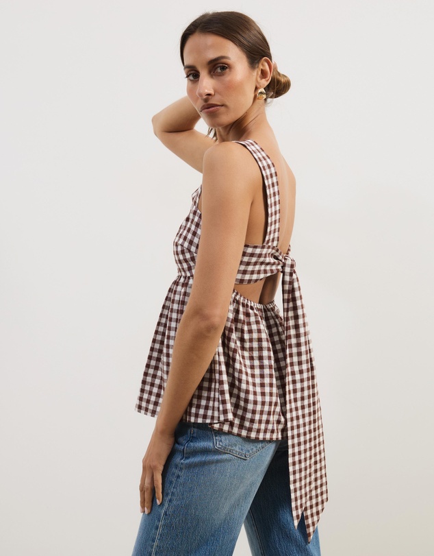 Atmos&Here - Billie Self Tie Gingham Top