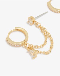 Lovisa - Gold Plated Cubic Zirconia Pear Layered Chain Huggie Earrings