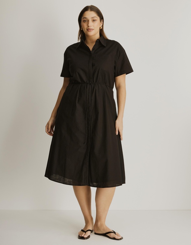 Atmos&Here Curvy - Cara Tie Waist Maxi Shirt Dress