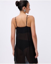 Minima Esenciales - Moonlit Palms Sheer Maxi Dress with Detachable Skirt