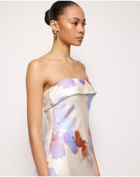 AERE - Nila Satin Bias Cut Strapless Dress
