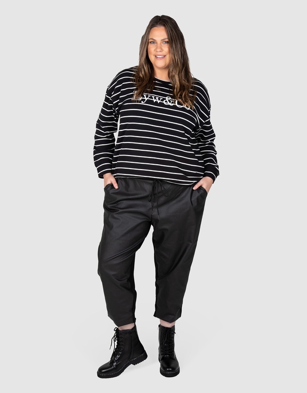 Love Your Wardrobe - LYW & Co Stripe Embroidered Sweat Top