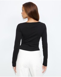 Dazie - Undone Eyelet Long Sleeve T-Shirt