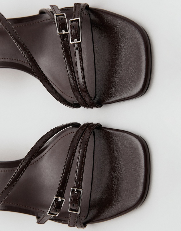 M.N.G - Kitten Heel Sandals with Straps