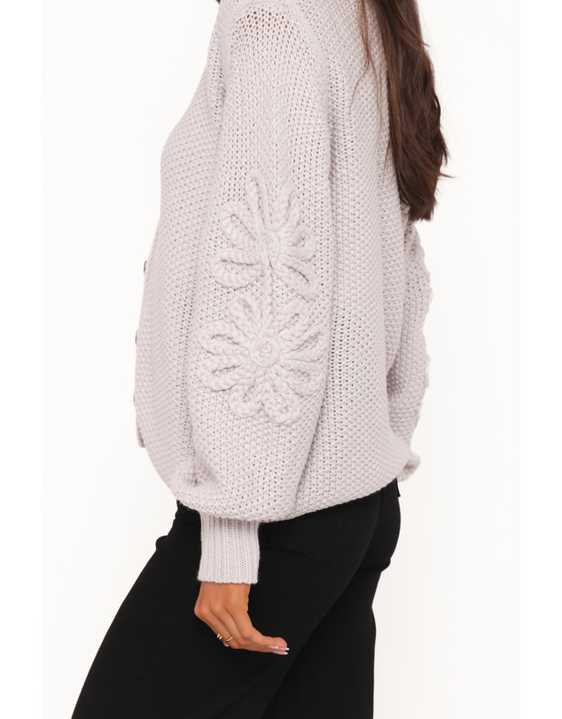 Petal & Pup - Arcadia Floral Cardigan - Light Grey