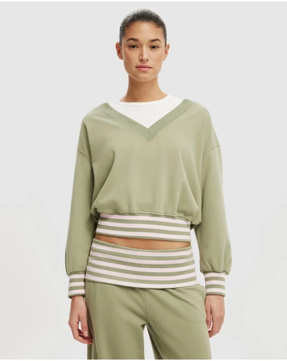 Cotton On - V Neck Fleece Sweatshirt