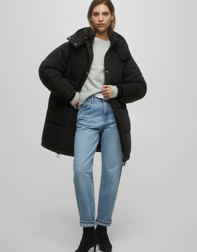 Pull&Bear - Long Quilted Hooded Coat