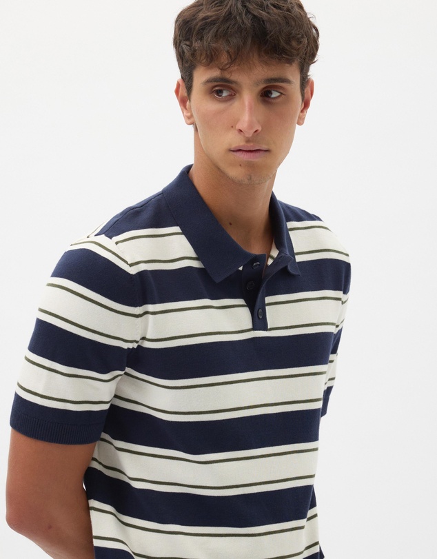 AERE - Cotton Stripe Knit Polo