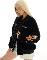 THE TALES - Tokyo Dragon Embroidered Velvet Bomber Jacket