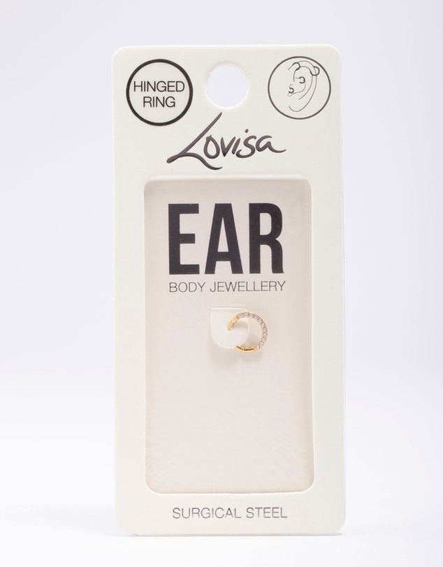 Lovisa - Gold Plated Cubic Zirconia Clicker Earrings 7mm
