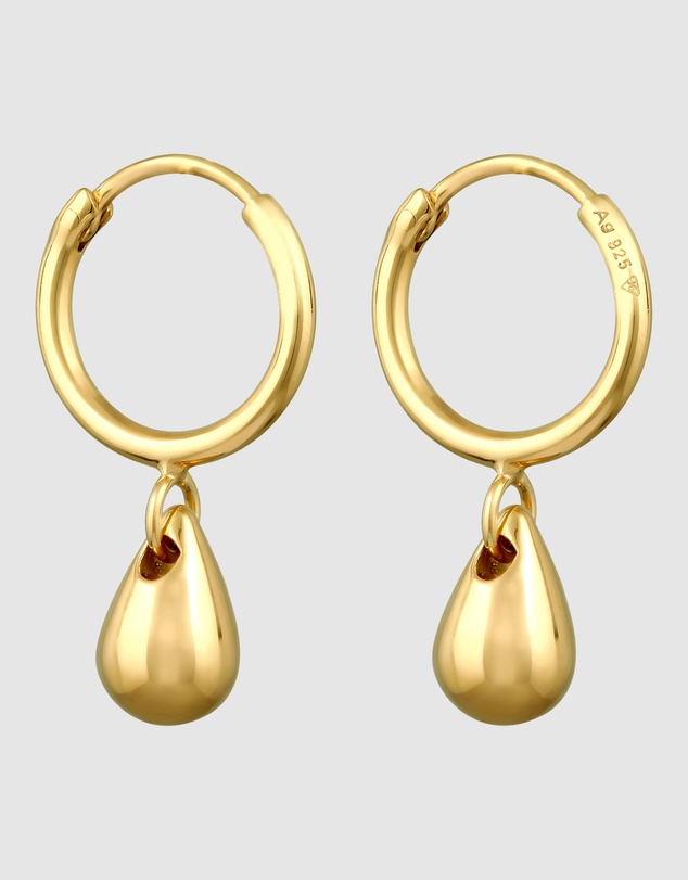 Elli Jewelry - Teardrop Hoop Earrings in Gold-Plated 925 Silver