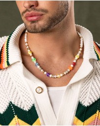 Nialaya Jewellery - Men's Pair of Dice Pearl Choker