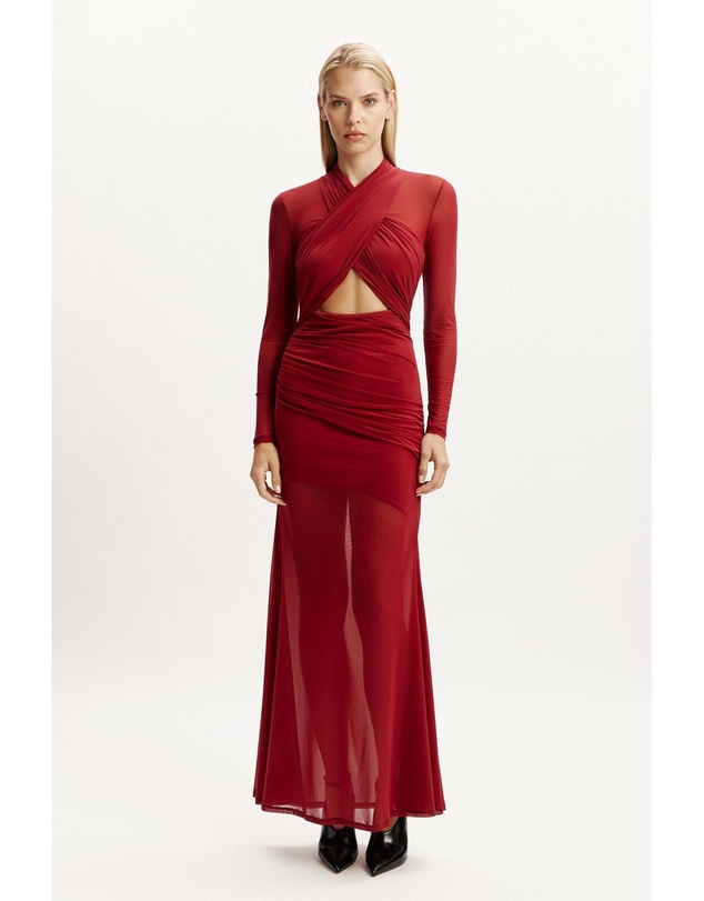 Bardot - Veria Wrap Mesh Maxi Dress