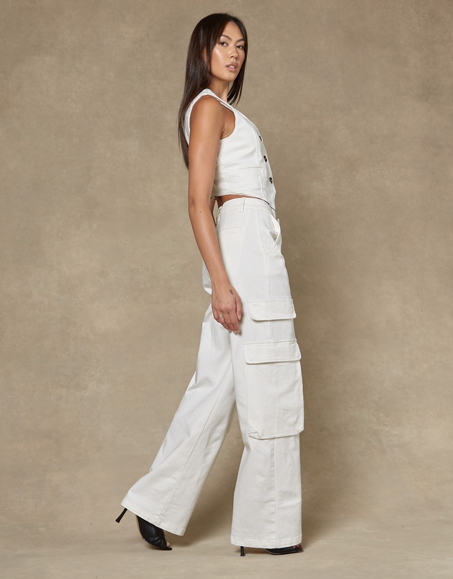 DRICOPER DENIM - Cargo Ivory Wide Leg Pants