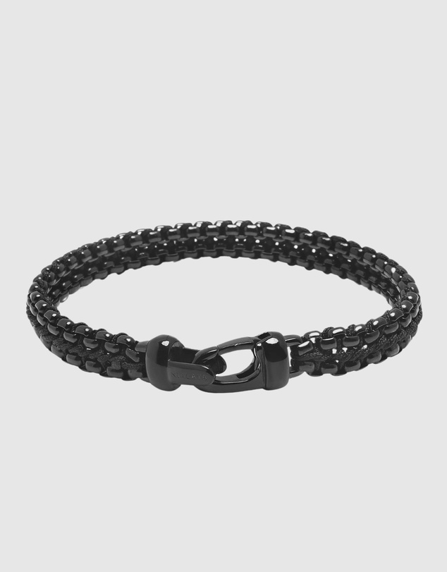 Nialaya Jewellery - Total Black Woven 8mm Box Chain Bracelet