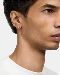 Swarovski - Stilla stud earrings, Round cut, White, Rhodium plated