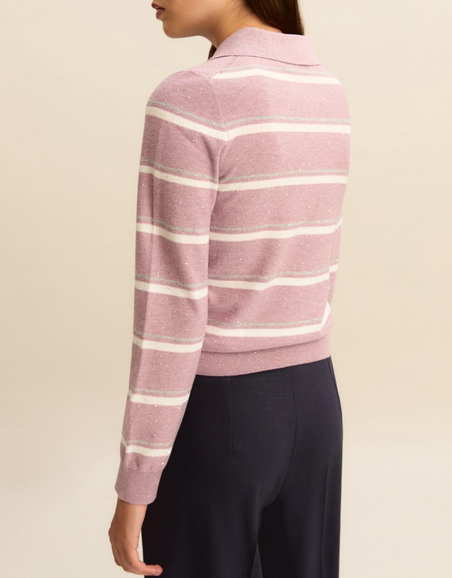 Emme - Lurex Stripe Collared Sweater