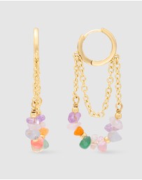 Wanderlust + Co - Kaleidoscope Beaded Gold Hoop Earrings